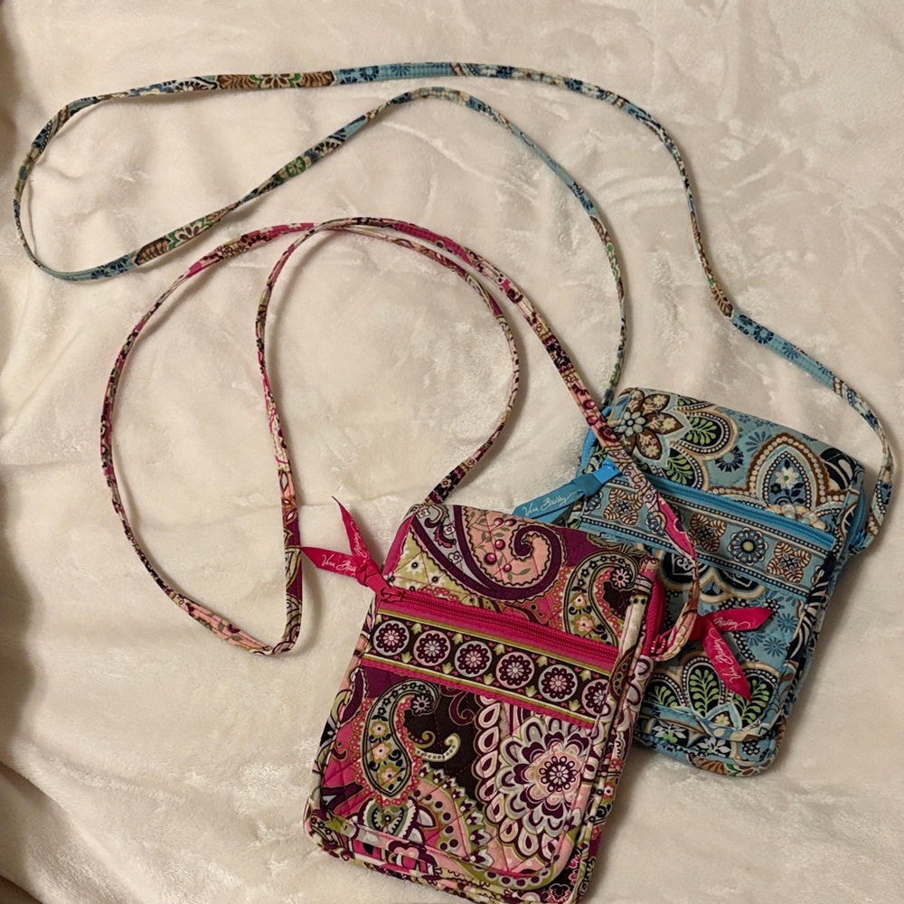 Vera Bradley Pink and Blue Paisley Crossbody Bags - Picture 1 of 4